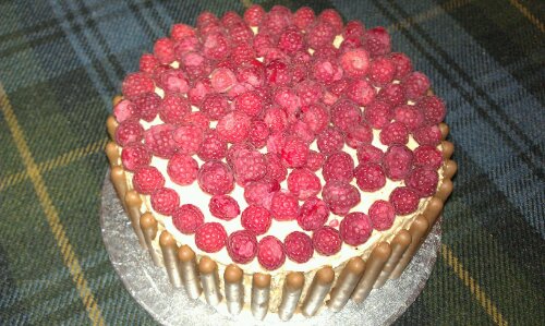 Fresh raspberries on top